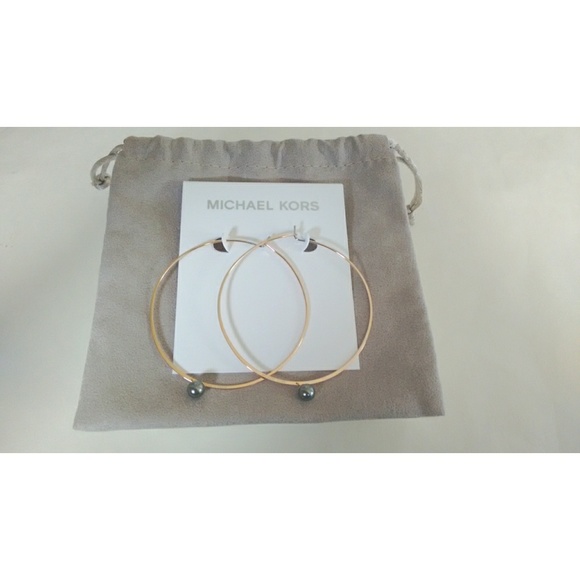 MICHAEL KORS Rose Goldtone Hoop Earrings with Box - Picture 3 of 8